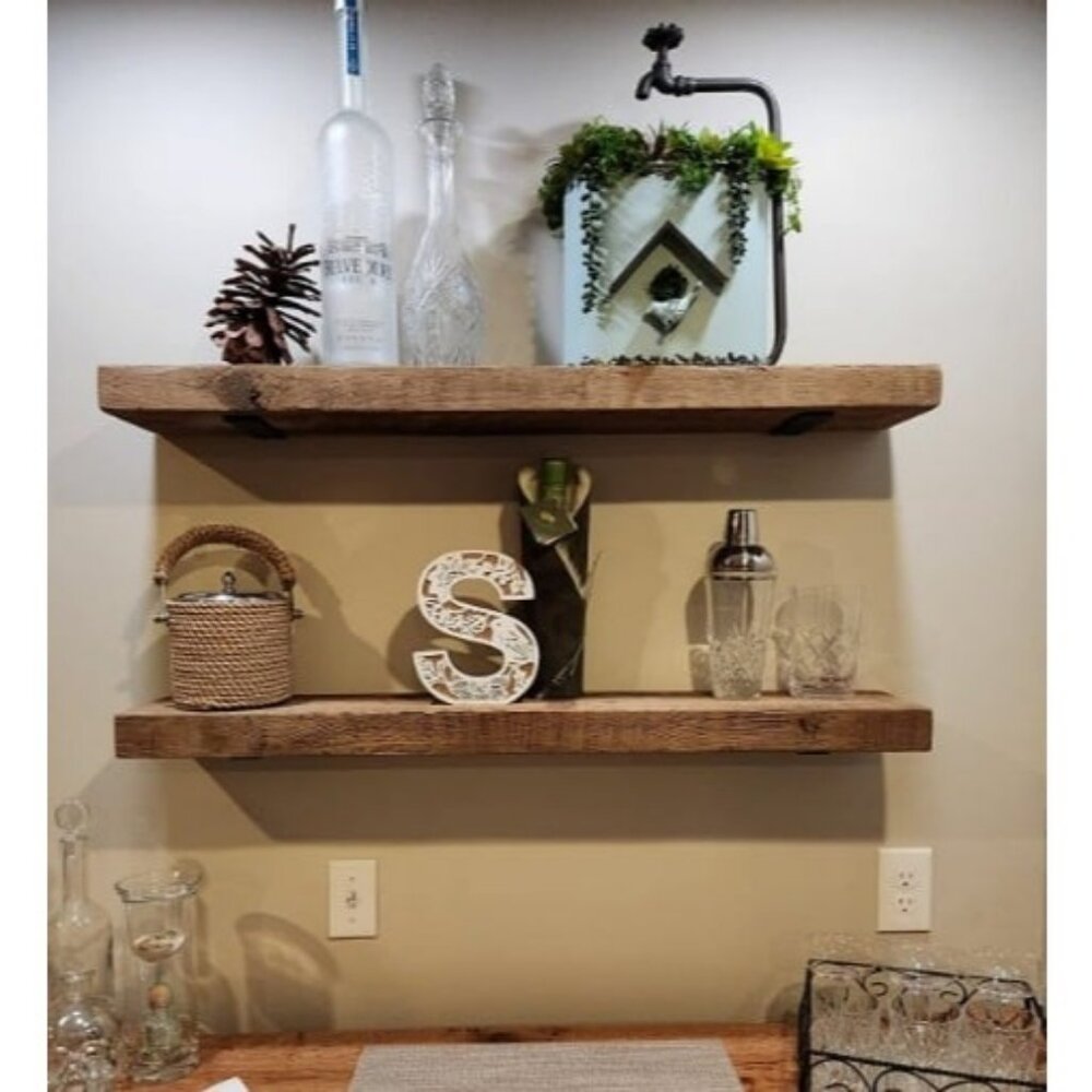 Reclaimed Barnwood Planks | Floating Shelves for Wall w/Flush Mount